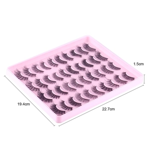 30 paia di ciglia finte volume russo in vassoio rosa con dimensioni specificate