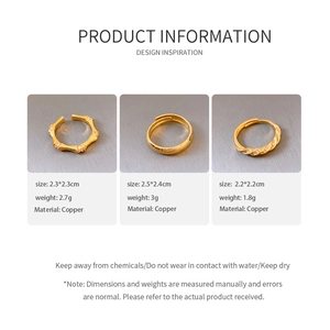 Comparaison détaillée de bagues en cuivre plaqué or 24 carats, styles bambou et torsadé