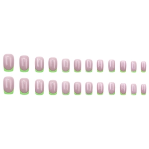 Set di 24 unghie finte press-on rosa e verdi con finitura lucida effetto French