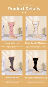 Vertical jewelry display stand in four colors featuring wood base and soft velvet lining
