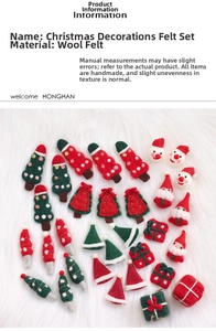Handmade wool felt Christmas ornaments set featuring trees and Santa figurines
