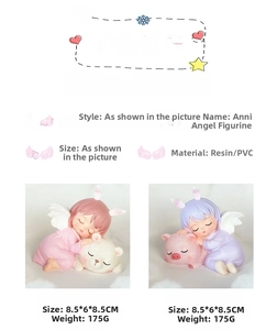 Detailed size parameters and dual models of resin angel figurines in pastel colors