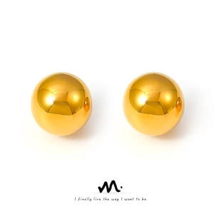 Minimalist Stainless Steel Ball Stud Earrings Geometric Sphere Mirror Polished Gold Silver Tone Fashion Jewelry For Women