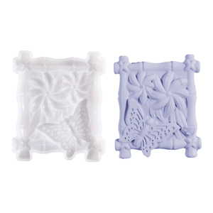 Silikonform mit Bambusrahmen, Schmetterlings- und Blumenrelief für DIY-Bastelarbeiten