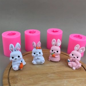 3D Rabbit Silicone Mold Cute Bunny For Chocolate Fondant Candle Resin Plaster Soap Making DIY Handmade Heat Resistant