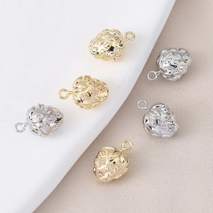 Elegant 18K gold plated strawberry and pineapple pendants with pink zircon crystals