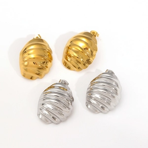 Textured honeycomb ball stud earrings in 18k gold and silver stainless steel finishes