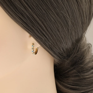 Pendientes de aro mal de ojo en cobre dorado con circonitas microincrustadas y esmalte de colores