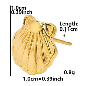 Detailed size specifications for 304 stainless steel gold shell stud earrings