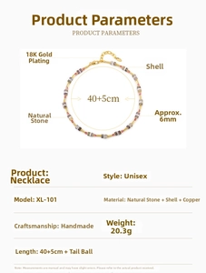 Dettaglio della collana di pietre naturali colorate con catena regolabile placcata oro 18K