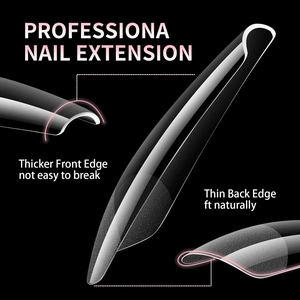 Ultra-thin transparent nail tips with thickened front edge and natural thin back edge
