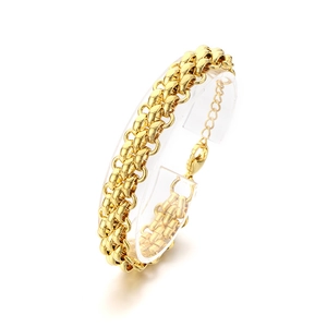 Elegante bracciale in acciaio inossidabile placcato oro 18K con catena a tre file