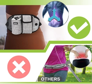 Ergonomic running waist bag with bottle holder providing back support and comfort