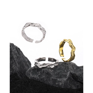 Irregular bubble texture S925 sterling silver open rings in gold and silver finish