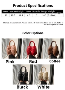 Detailed size guide and color options for the fashion bow knot mini square crossbody bag