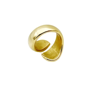 Fashionable gold plated stainless steel open ring with unique double petal wrap design