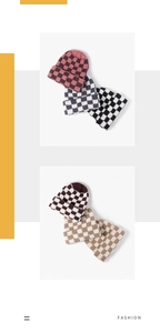 Close-up of winter knit beanies with checkerboard patterns in various color combinations