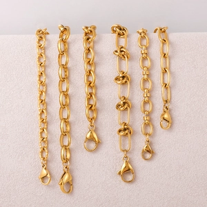 Classic 18k gold plated stainless steel chain bracelets with various link designs