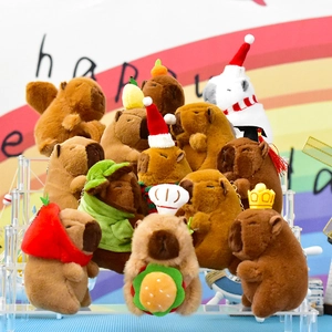 Collection of cute Capybara plush keychains featuring various fun costume accessories