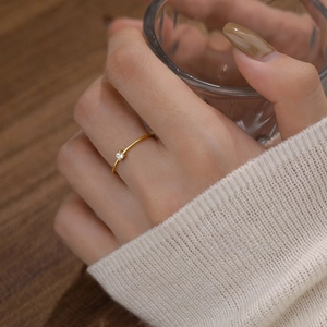 S925 Sterling Silver Zirconia Open Ring Minimalist Geometric Adjustable Finger Ring Gold Plated Jewelry For Women Fashion