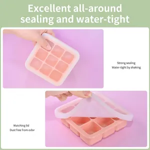 Bac à glaçons en silicone rose à 9 grilles avec motifs de pattes de chat et couvercles