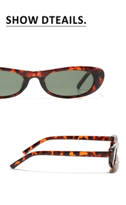 Detail view of tortoiseshell frames and metal hinges on vintage rectangle sunglasses
