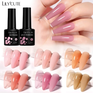 LILY'CUTE Jelly Nude Nagellack Set für UV LED Maniküre in zartem durchscheinendem Rosa
