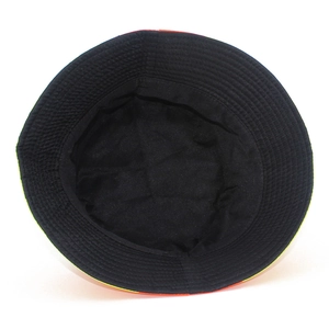 Unisex black bucket hat with German flag print and soft cotton lining shown from a top view