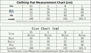 Detailed size chart for black slim-fit bodycon dress with measurements in centimeters