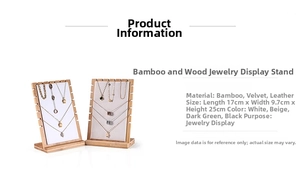 Bamboo jewelry display stand dimensions 17x9.7x25cm showing various color options