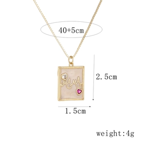 18k gold plated necklace with MAMA pendant, colorful zircon hearts and mother of pearl