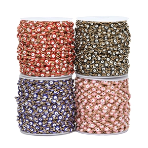 Colorful stainless steel evil eye bead chains for DIY jewelry making in four colors