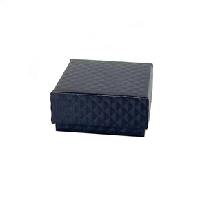Elegant black square jewelry gift box with quilted pattern texture for rings and necklaces
