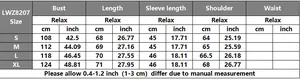 Detailed size chart for women's striped cardigan shirt with CM and Inch measurements