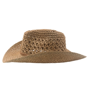 Chapeau de cowboy en paille pour hommes avec large bord et cordon décoratif pour le soleil