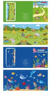 Detail of Animal World and Ocean Animals reusable sticker books with zoo scenes
