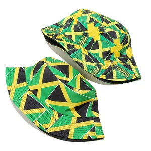 Lot de bobs drapeau Jamaïque en vert jaune noir avec imprimé JAMAICA pour protection solaire