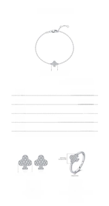 Detailed size specifications for 925 sterling silver club charm bracelet and ring set