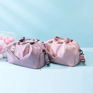 Waterproof travel bags in pink and mauve colors for gym sports and training luggage