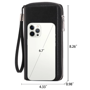 Large capacity RFID PU leather long wallet for women with dimension 8.26x4.33x0.98 inch