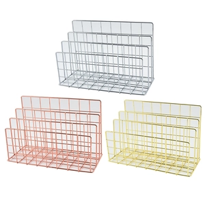 Nordic creative metal desk organizer with three compartments in silver rose gold and gold
