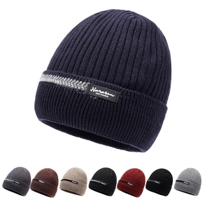 Beanie Hat Knitted Acrylic Fleece Lined Winter Warm Windproof Outdoor Casual Striped Ribbed For Men Women