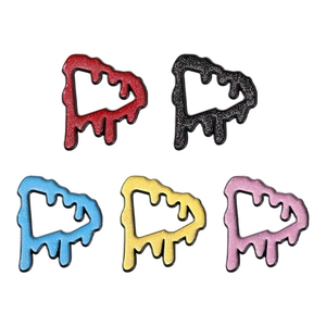 Melting play icon enamel pin set with colorful glitter finish for clothing and bags