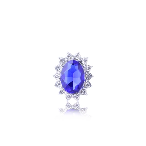 Princess sapphire engagement ring with blue oval stone and clear crystal halo