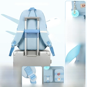 Waterproof nylon travel backpack with luggage strap and breathable shoulder straps