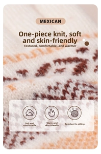 Close-up of thick winter knit fabric with soft thermal lining and colorful striped pattern