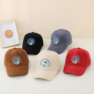 Cappellino Da Baseball Per Bambini Cotone Velluto A Coste Ricamo Dinosauro Protezione Solare Cappello Regolabile Ragazzi Ragazze
