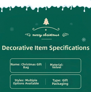 Spécifications détaillées du sac cadeau de Noël en velours avec texte festif