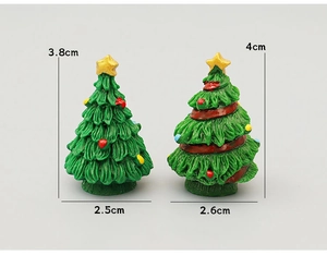 Miniature Christmas trees with gold stars and ornaments for dollhouse DIY decor