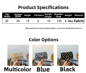 Spécifications de taille et dimensions du petit sac à bandoulière en toile à carreaux